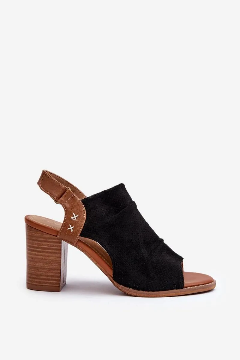 Sandały Na Słupku|Sandały Na Obcasie>Boto Sandały Damskie Na Słupku Ażurowe Czarne Rosca