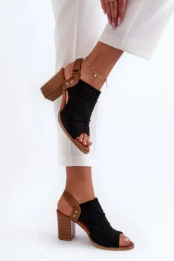 Sandały Na Słupku|Sandały Na Obcasie><noscript><img width=