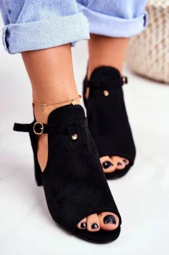 Sandały Ażurowe|Sandały Na Obcasie>Boto Sandały Damskie Na Słupku Ażurowe Czarne Kira