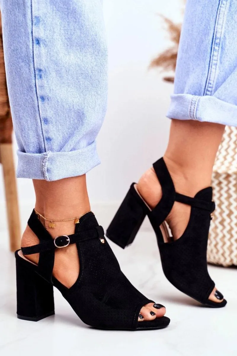 Sandały Ażurowe|Sandały Na Obcasie>Boto Sandały Damskie Na Słupku Ażurowe Czarne Kira