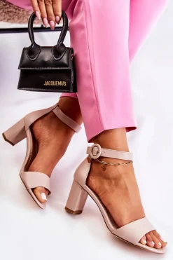 Sandały Na Słupku|Sandały Na Obcasie><noscript><img width=