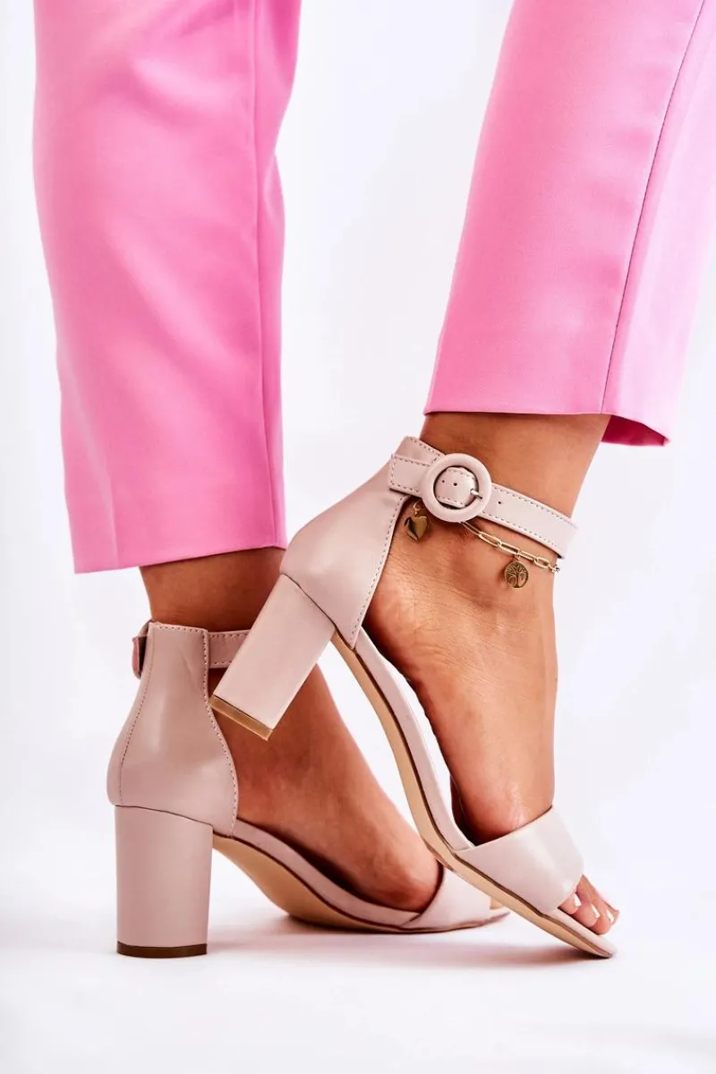 Sandały Na Słupku|Sandały Na Obcasie>Evento Sandały Damskie Na Słupku Beżowe Lexi