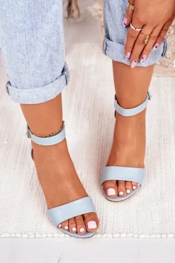 Outlet Sandały Damskie Na Słupku Błękitne Lexi Damskie Sandały Na Słupku|Sandały Na Obcasie