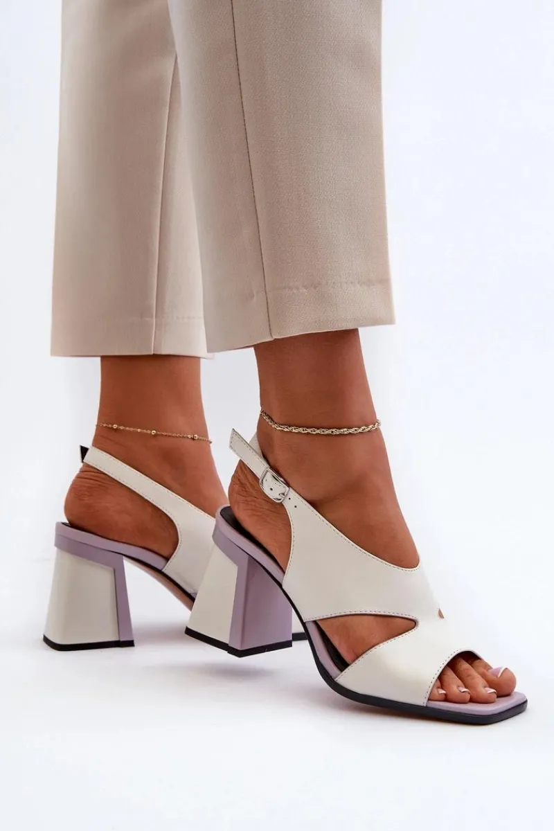 Sandały Na Słupku|Sandały Na Obcasie>Damskie buty S.Barski Sandały Damskie Na Słupku Białe D&A MR38-153 Biały