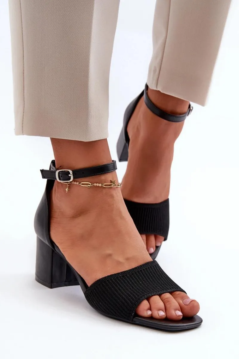 Hot Sandały Damskie Na Słupku Czarne Desvia Damskie Sandały Na Obcasie