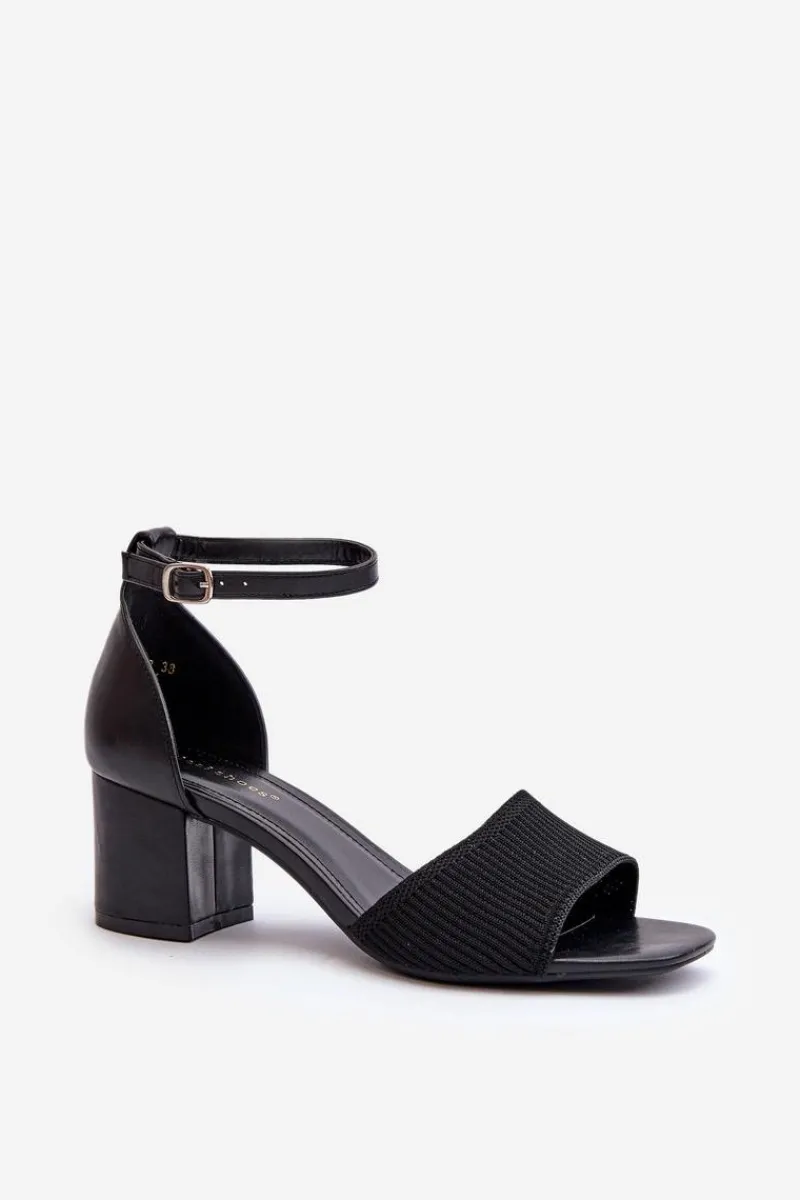 Hot Sandały Damskie Na Słupku Czarne Desvia Damskie Sandały Na Obcasie