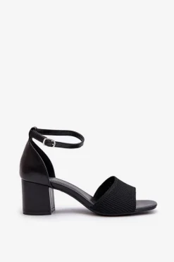 Hot Sandały Damskie Na Słupku Czarne Desvia Damskie Sandały Na Obcasie