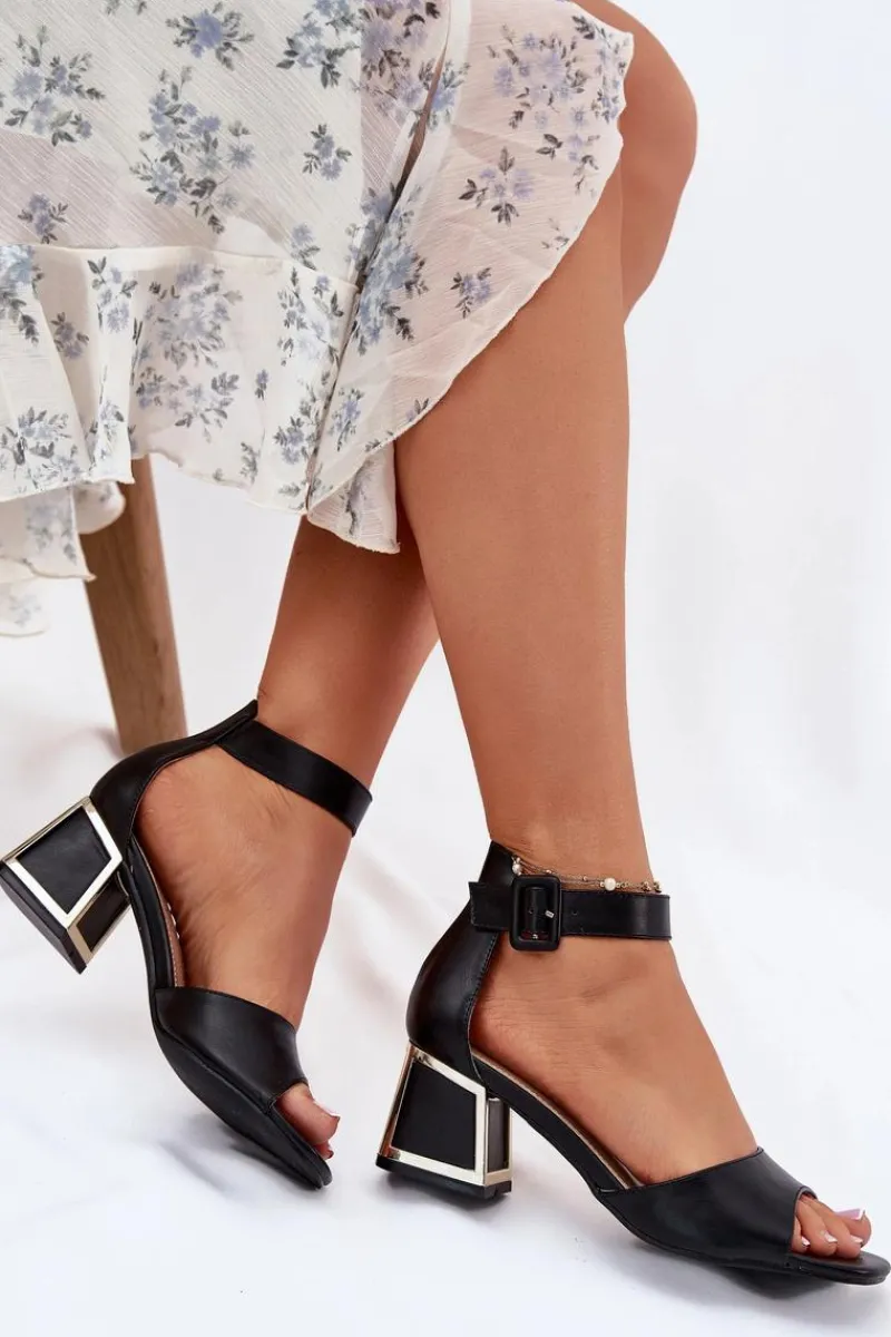 Sandały Na Słupku|Sandały Na Obcasie>Evento Sandały Damskie Na Słupku Czarne Zennia