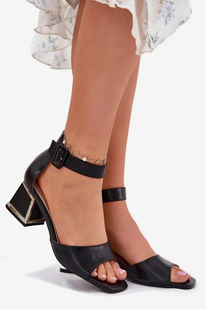 Sandały Na Słupku|Sandały Na Obcasie>Evento Sandały Damskie Na Słupku Czarne Zennia