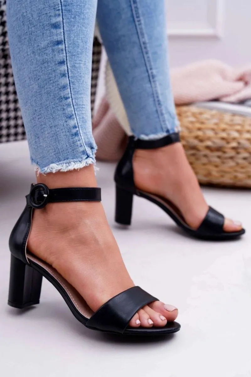 Sandały Na Słupku|Sandały Na Obcasie>Evento Sandały Damskie Na Słupku Czarne Lexi Czarny