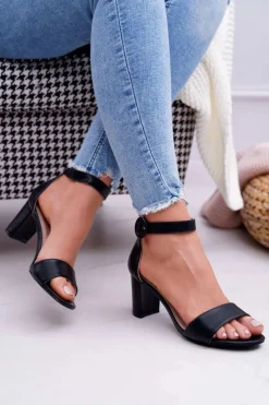 Sandały Na Słupku|Sandały Na Obcasie><noscript><img width=