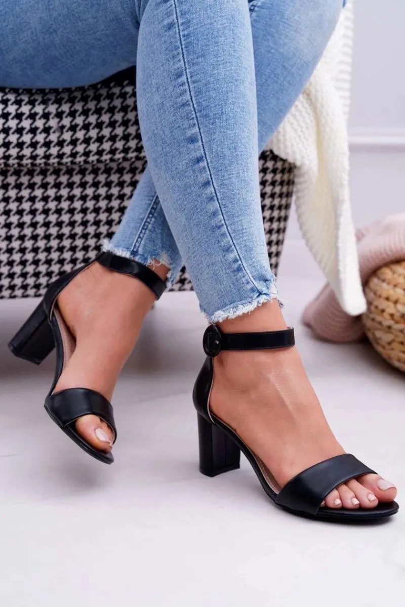 Sandały Na Słupku|Sandały Na Obcasie>Evento Sandały Damskie Na Słupku Czarne Lexi Czarny