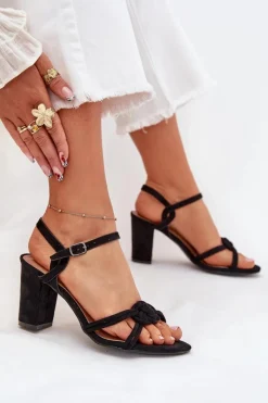 Sandały Damskie Na Słupku Czarne Mavira Damskie Sandały Na Słupku|Sandały Na Obcasie