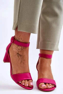 New Sandały Damskie Na Słupku Fuksja Lexi Damskie Sandały Na Słupku|Sandały Na Obcasie