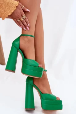 Sandały Na Słupku|Sandały Na Obcasie>Boto Sandały Damskie Na Słupku I Platformie Zielone Beloria