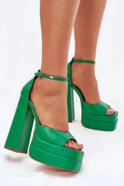 Sandały Na Słupku|Sandały Na Obcasie><noscript><img width=