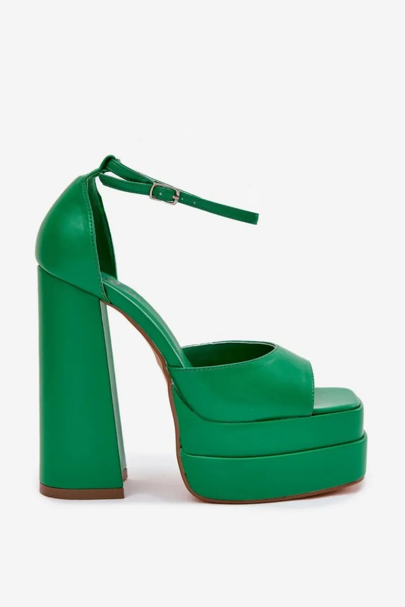 Sandały Na Słupku|Sandały Na Obcasie>Boto Sandały Damskie Na Słupku I Platformie Zielone Beloria