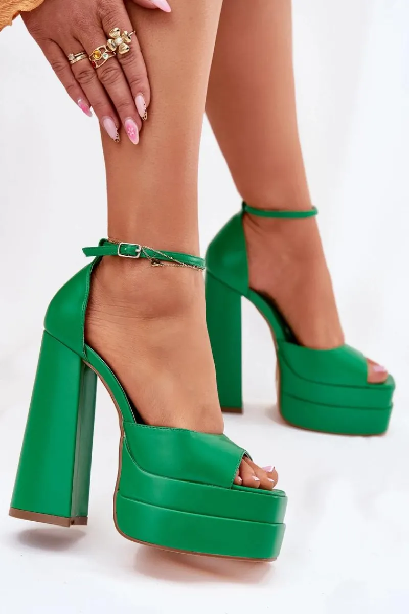 Sandały Na Słupku|Sandały Na Obcasie>Boto Sandały Damskie Na Słupku I Platformie Zielone Beloria