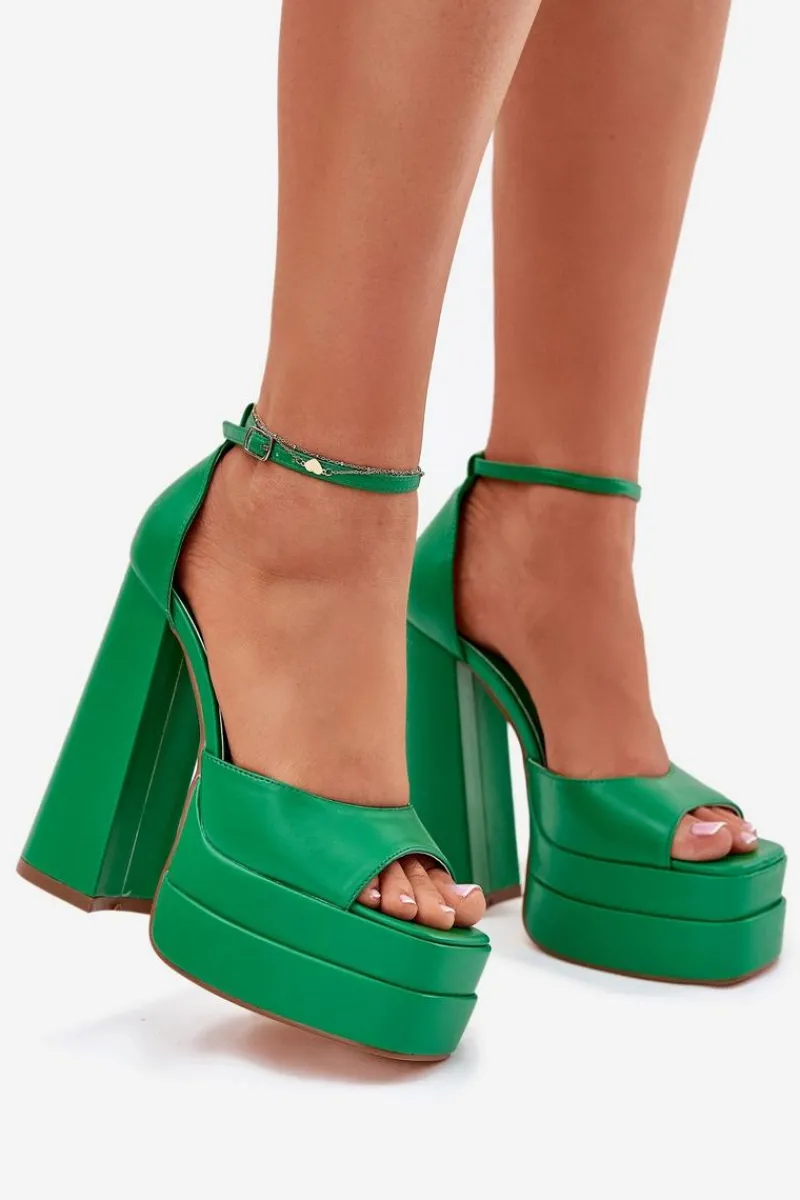 Sandały Na Słupku|Sandały Na Obcasie>Boto Sandały Damskie Na Słupku I Platformie Zielone Beloria