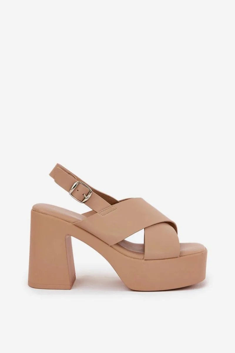 Sandały Na Słupku|Sandały Na Obcasie>Boto Sandały Damskie Na Słupku I Platformie Z Eko Skóry Khaki Annavin