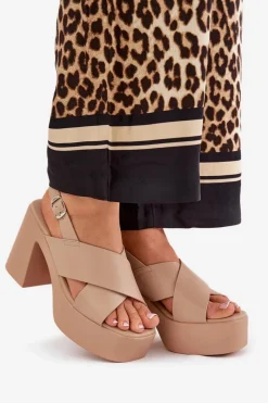 Sandały Na Słupku|Sandały Na Obcasie><noscript><img width=