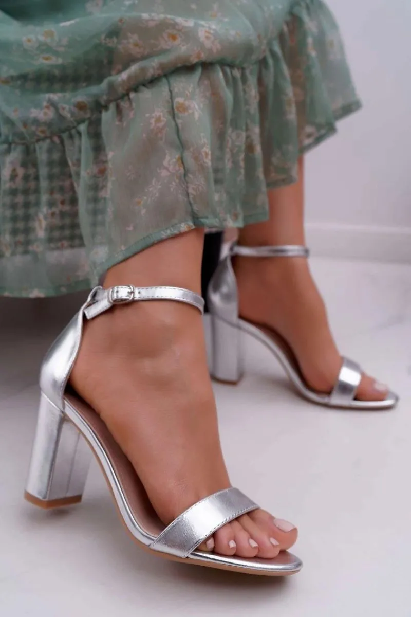 Hot Boto Sandały Damskie Na Słupku Klasyczne Srebrne Fiji