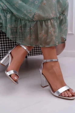 Hot Boto Sandały Damskie Na Słupku Klasyczne Srebrne Fiji