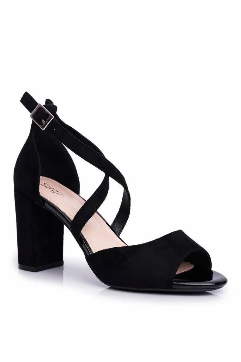 Sandały Na Obcasie>Buty Sergio Leone Sandały Damskie Na Słupku Sergio Leone Czarne SK865
