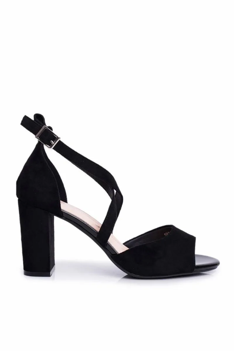 Sandały Na Obcasie>Buty Sergio Leone Sandały Damskie Na Słupku Sergio Leone Czarne SK865