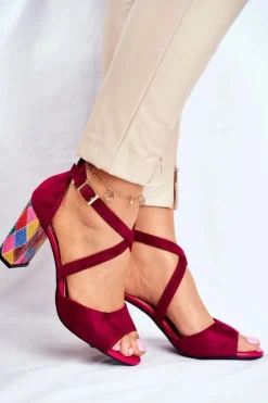 New Buty Sergio Leone Sandały Damskie Na Słupku Sergio Leone Fuksja SK865