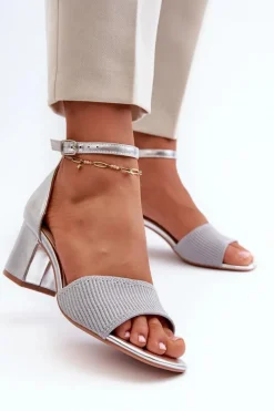 Outlet Evento Sandały Damskie Na Słupku Srebrne Desvia