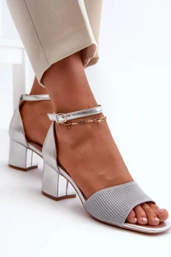 Outlet Evento Sandały Damskie Na Słupku Srebrne Desvia