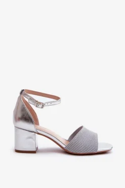 Outlet Evento Sandały Damskie Na Słupku Srebrne Desvia