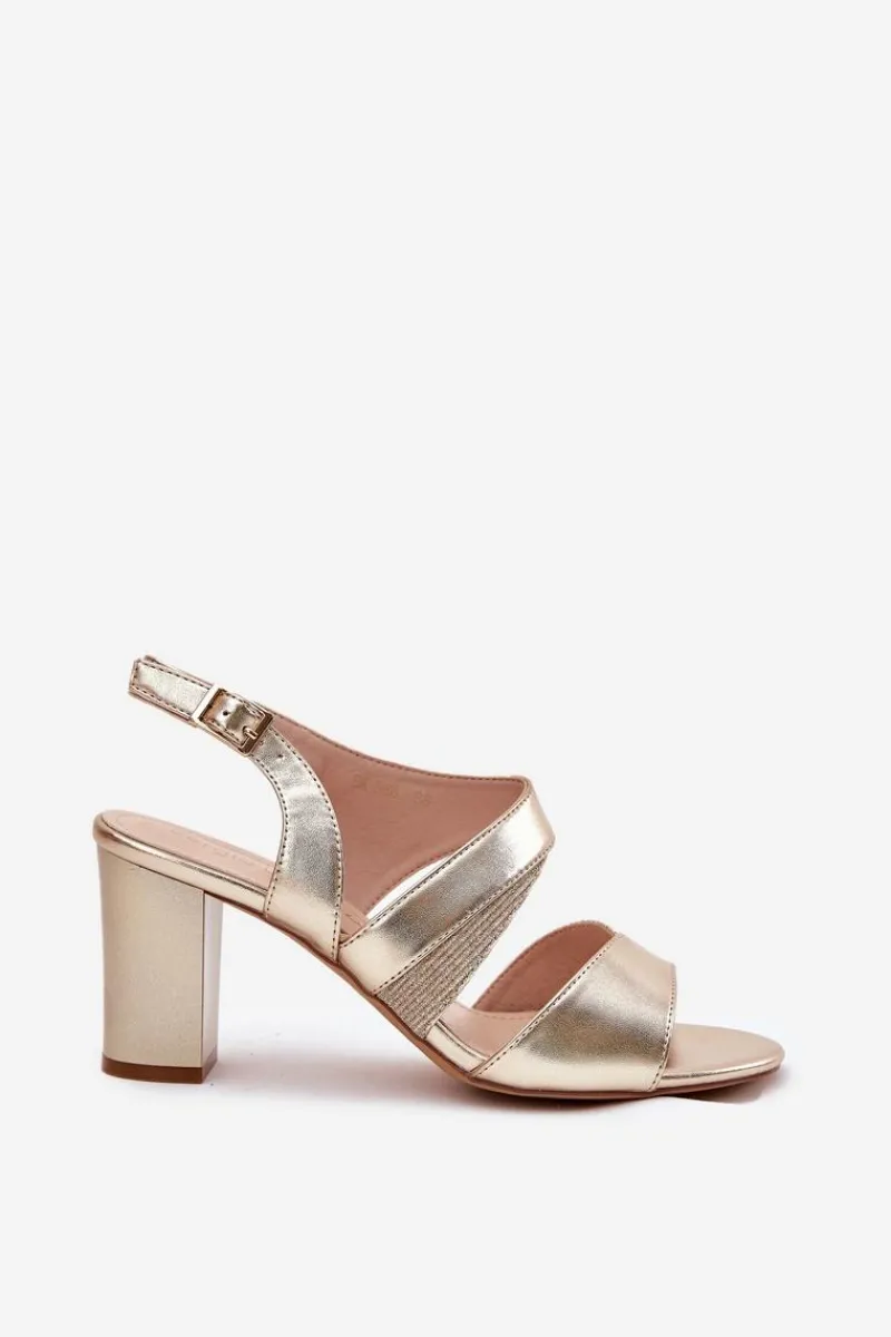 Best Buty Sergio Leone Sandały Damskie Na Słupku Sergio Leone SK866 Złote Złoty