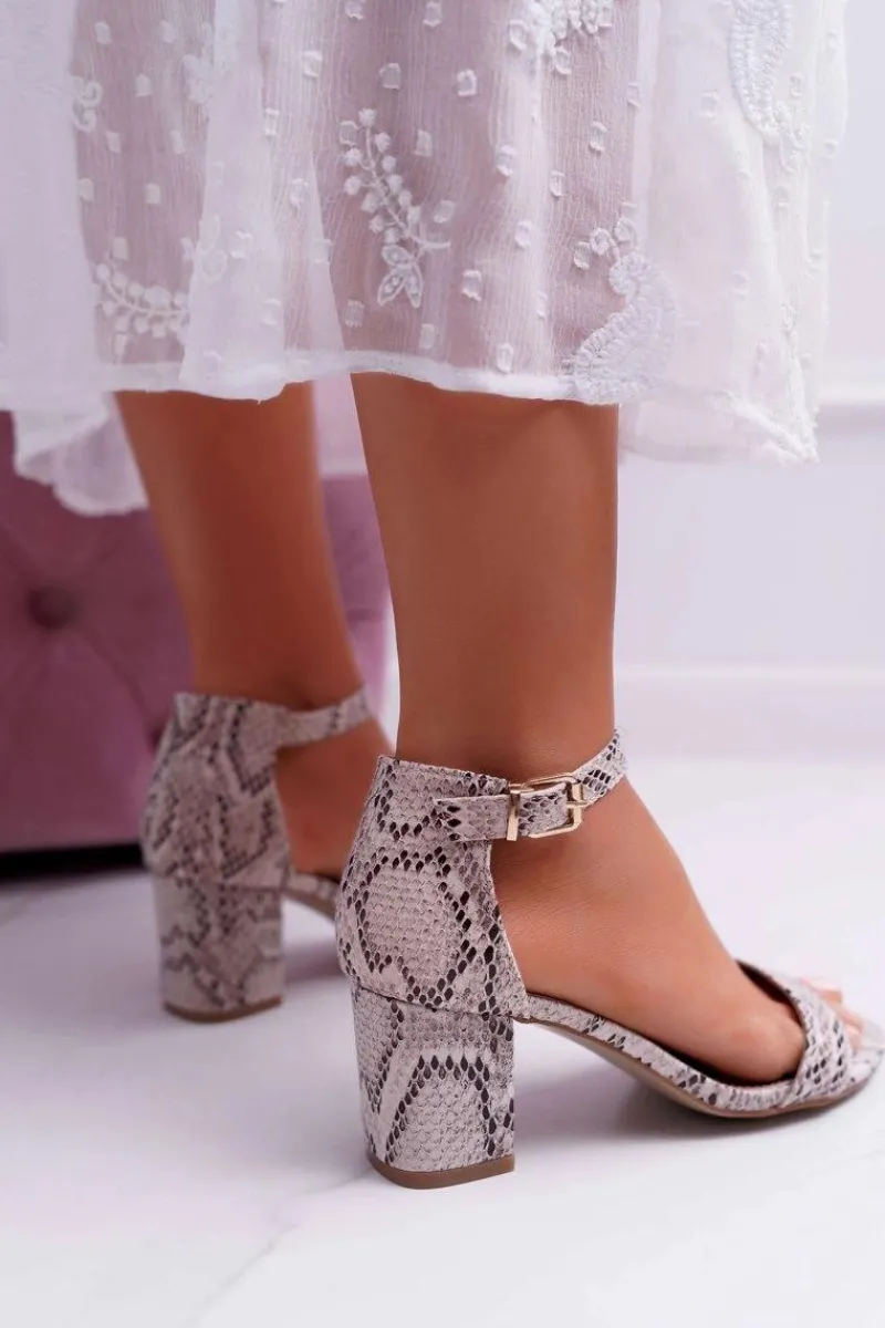 Best Sandały Damskie Na Słupku Skóra Węża Denerle Damskie Sandały Na Obcasie