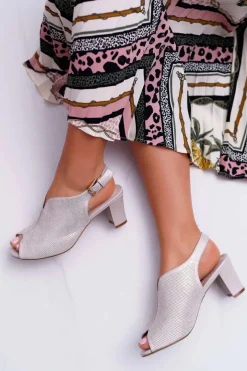 Clearance Buty Sergio Leone Sandały Damskie Na Słupku Sergio Leone SK800 Beżowe Fanfara