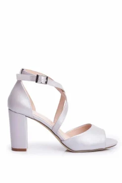 Hot Sandały Damskie Na Słupku Sergio Leone Srebrna Perła SK865 Damskie Sandały Na Obcasie