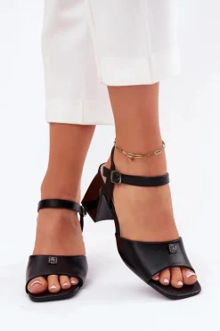 Sandały Damskie Na Słupku Vinceza 62235 Czarne Damskie Sandały Na Słupku|Sandały Na Obcasie