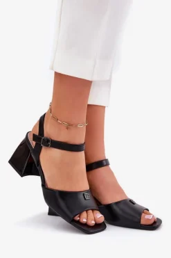 Sandały Damskie Na Słupku Vinceza 62235 Czarne Damskie Sandały Na Słupku|Sandały Na Obcasie