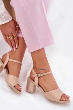 Discount Sandały Damskie Na Słupku Vinceza 20275 Beżowe Damskie Sandały Na Słupku|Sandały Na Obcasie