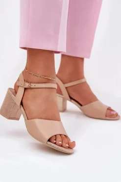 Discount Sandały Damskie Na Słupku Vinceza 20275 Beżowe Damskie Sandały Na Słupku|Sandały Na Obcasie