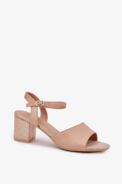 Discount Sandały Damskie Na Słupku Vinceza 20275 Beżowe Damskie Sandały Na Słupku|Sandały Na Obcasie