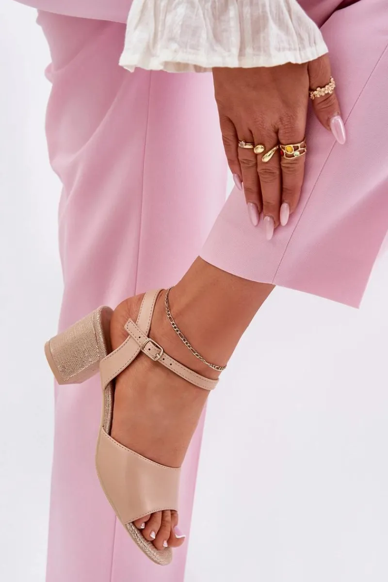 Discount Sandały Damskie Na Słupku Vinceza 20275 Beżowe Damskie Sandały Na Słupku|Sandały Na Obcasie