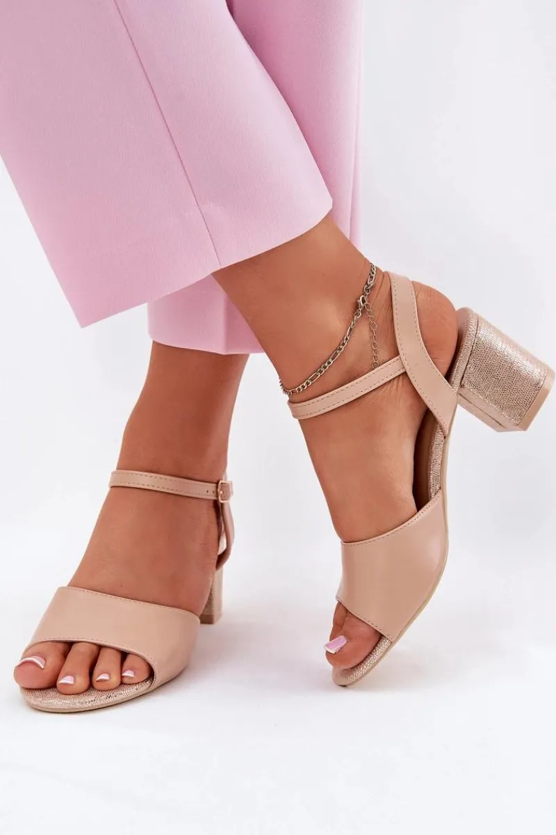 Discount Sandały Damskie Na Słupku Vinceza 20275 Beżowe Damskie Sandały Na Słupku|Sandały Na Obcasie