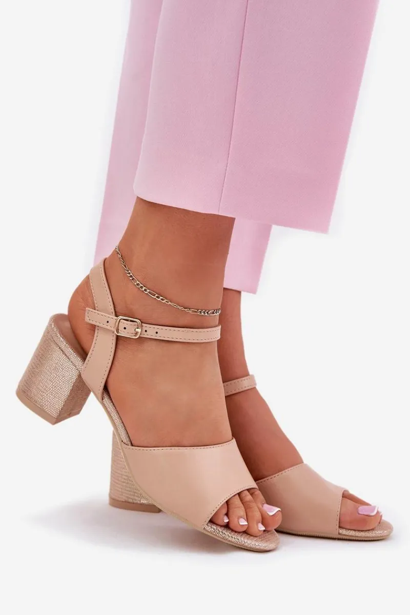 Discount Sandały Damskie Na Słupku Vinceza 20275 Beżowe Damskie Sandały Na Słupku|Sandały Na Obcasie