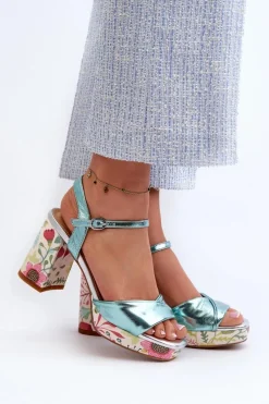 Sandały Na Słupku|Sandały Na Obcasie><noscript><img width=