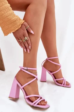Discount Boto Sandały Damskie Na Słupku Z Paskami Różowe Ciarilora Różowy