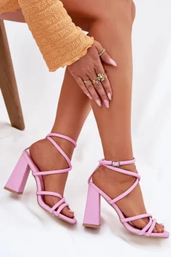 Discount Boto Sandały Damskie Na Słupku Z Paskami Różowe Ciarilora Różowy