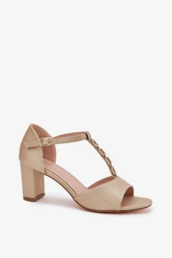 Sandały Na Słupku|Sandały Na Obcasie><noscript><img width=