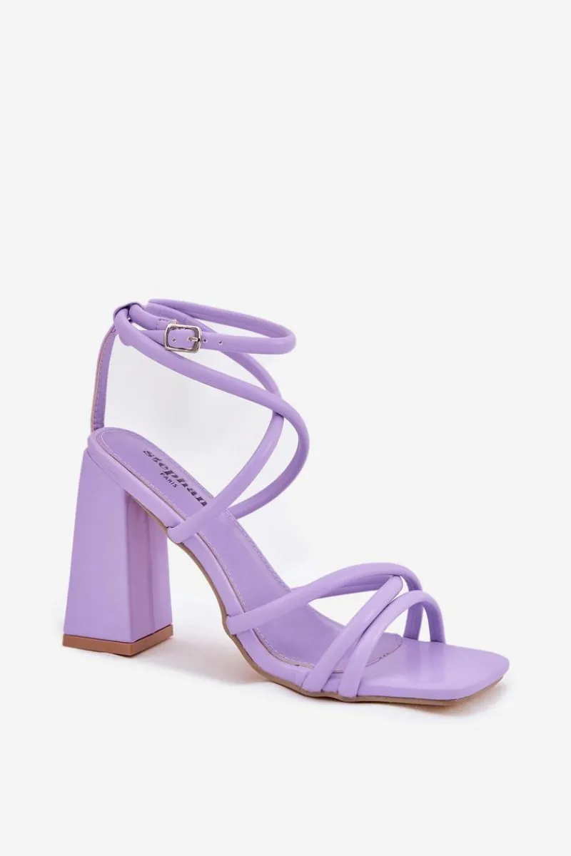 Sandały Na Słupku|Sandały Na Obcasie>Boto Sandały Damskie Na Słupku Z Paskami Fioletowe Ciarilora